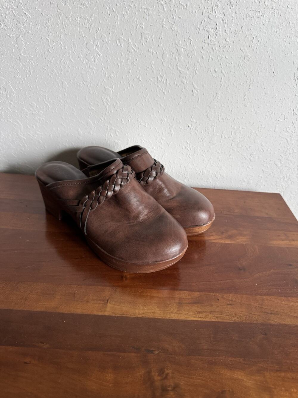 B.O.C Brown Journi Braided Heeled Close Toed Clogs Womens 6 Cottagecore